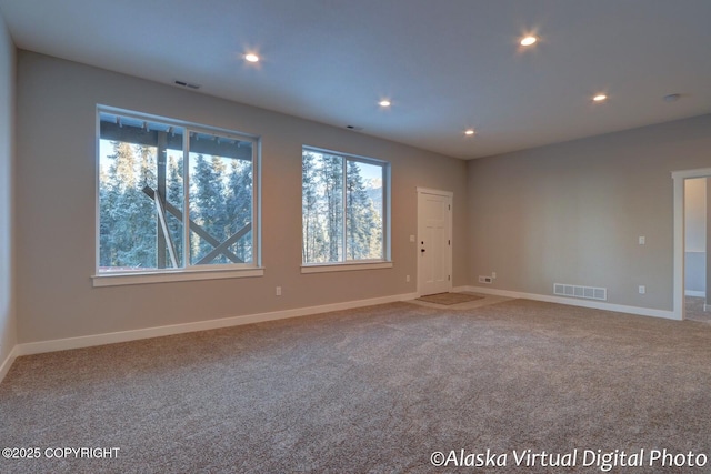 empty room featuring light carpet