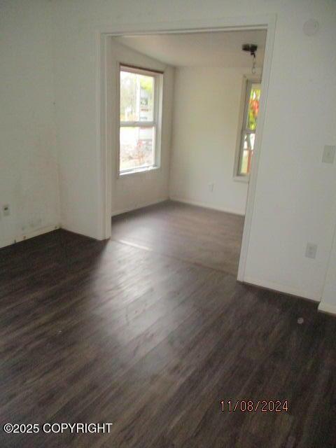 spare room featuring dark wood-type flooring