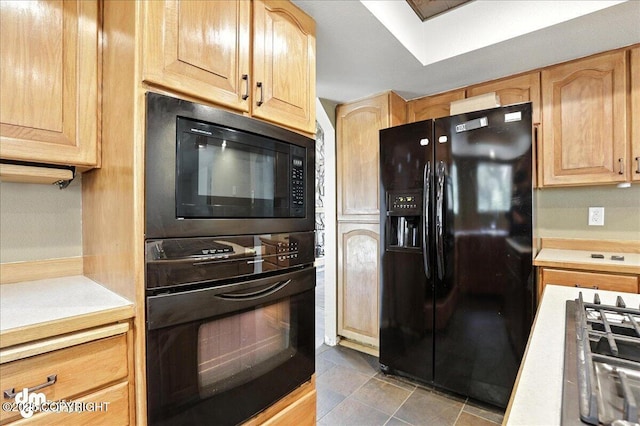 2629 Legacy Dr, Anchorage, AK 99516 - kitchen featuring black appliances, light brown cabinetry, and light countertops