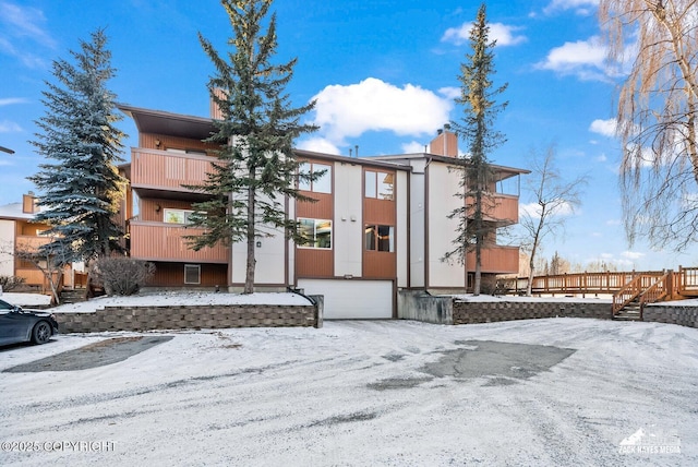 view of snow covered building