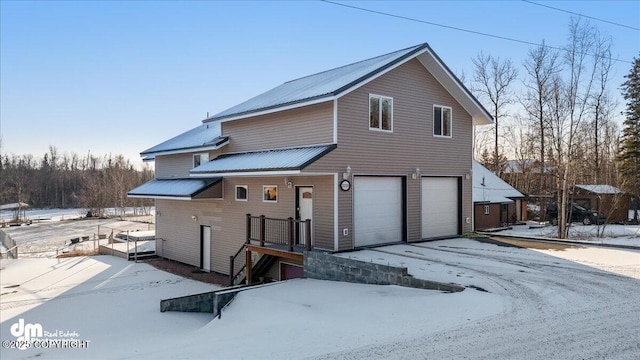 exterior space with a garage