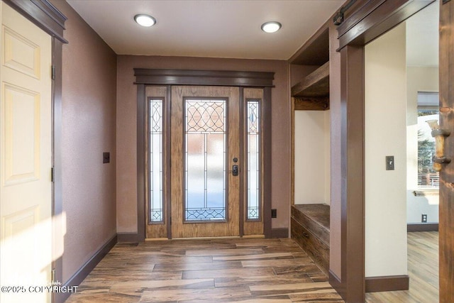 foyer featuring dark hardwood / wood-style floors