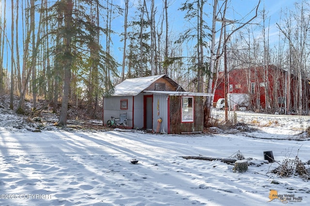 view of snow covered structure