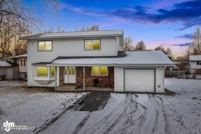 view of property with a garage