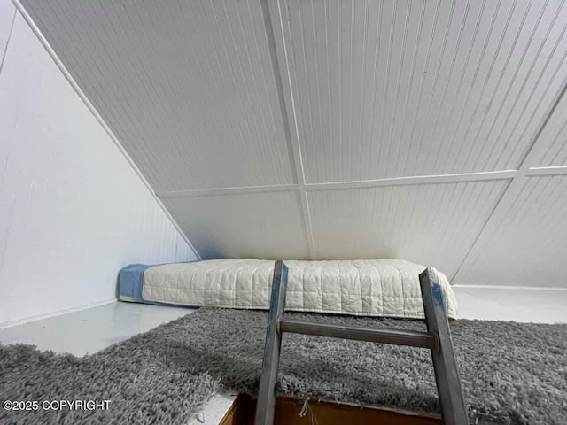 bedroom featuring vaulted ceiling