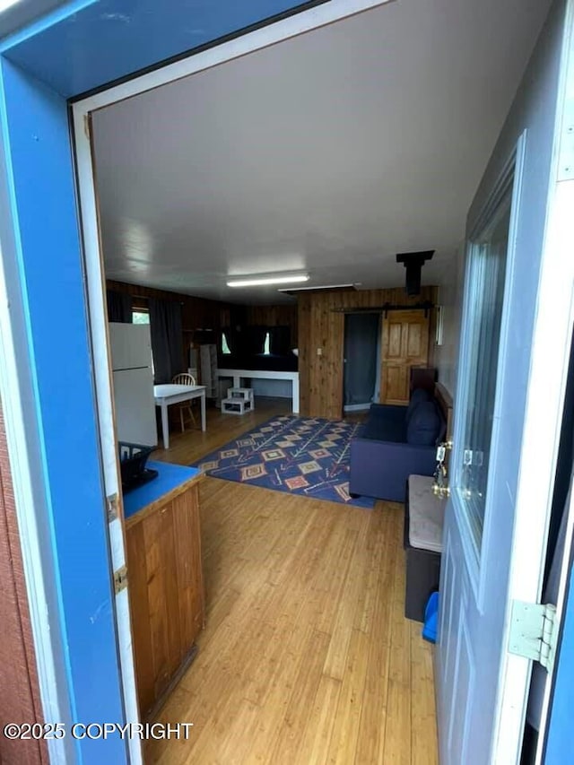 living room with light wood-type flooring