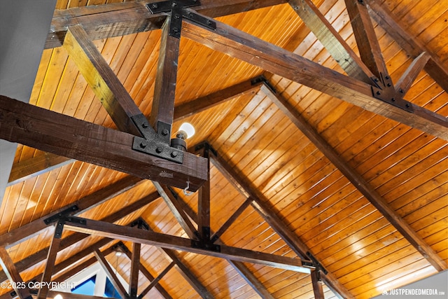 interior details featuring beam ceiling and wooden ceiling