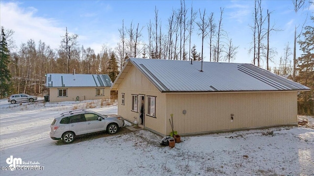 view of snow covered exterior