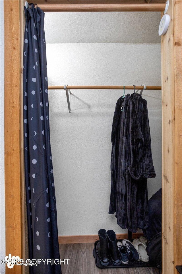 spacious closet featuring hardwood / wood-style flooring