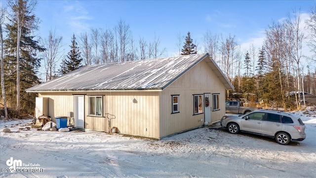 view of snow covered exterior