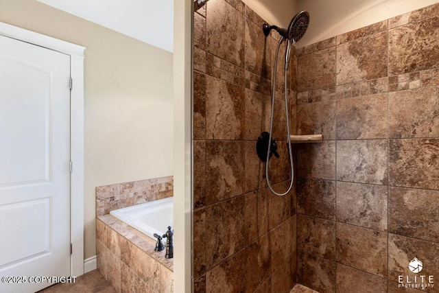 bathroom with independent shower and bath