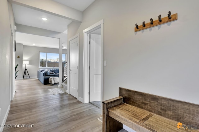 hall featuring light hardwood / wood-style flooring