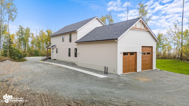 view of home's exterior with a garage