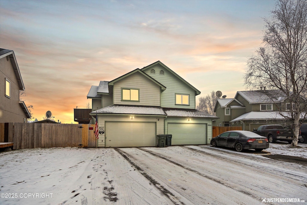 view of property with a garage