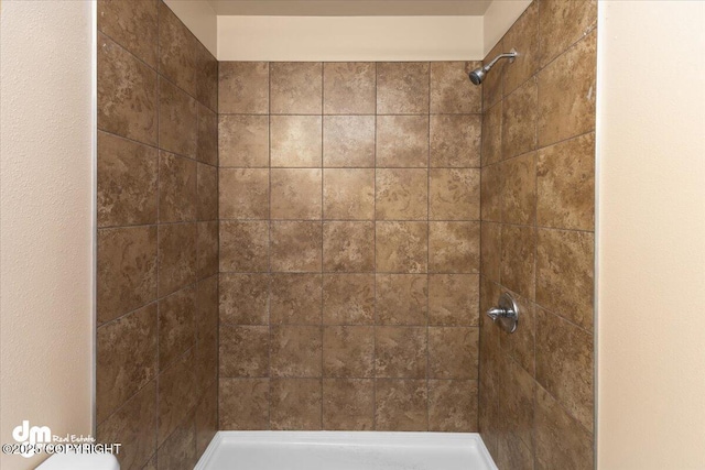 bathroom featuring toilet and tiled shower