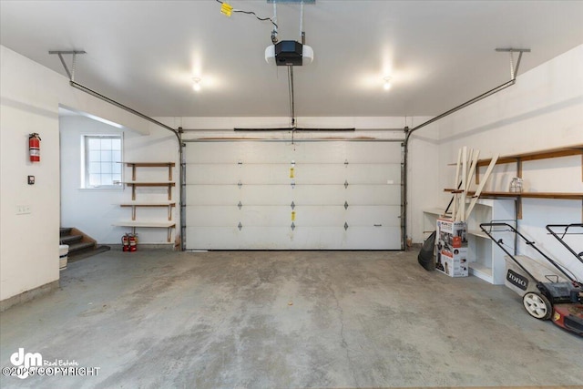 garage with a garage door opener