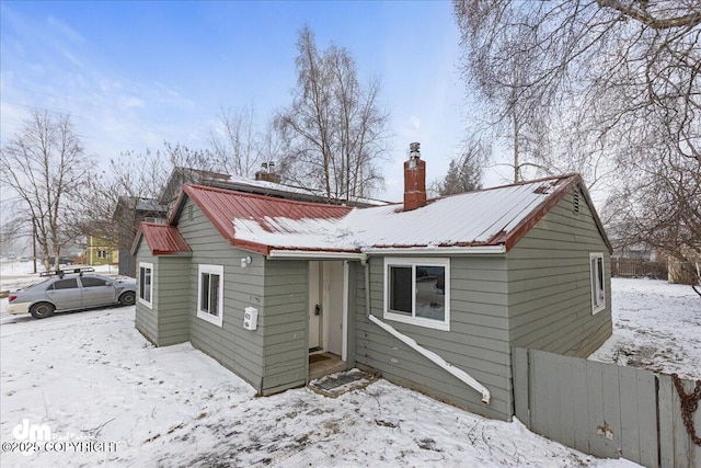 view of snow covered property