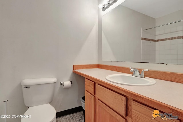 7541 Florence Cir, Anchorage, AK 99507 - bathroom with toilet, vanity, and a shower