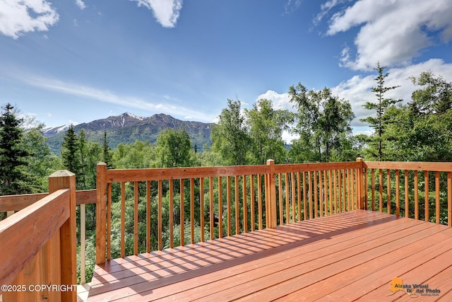 10235 Stewart Dr, Eagle River, AK 99577 - wooden deck featuring a mountain view