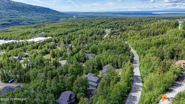 10235 Stewart Dr, Eagle River, AK 99577 - aerial view of a heavily wooded area and a mountain backdrop