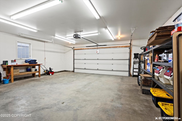 garage with a garage door opener