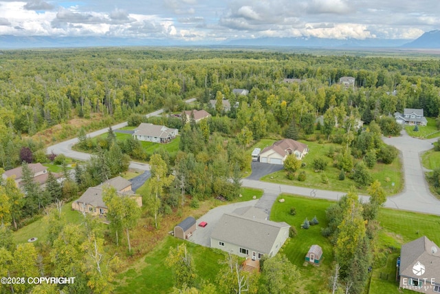 aerial view with a mountain view