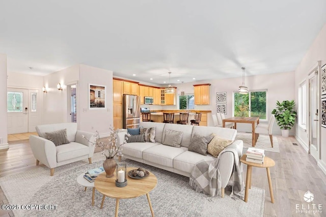 living room featuring light hardwood / wood-style floors