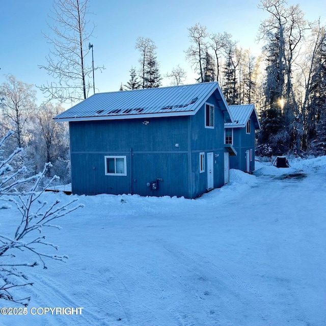 view of snow covered exterior