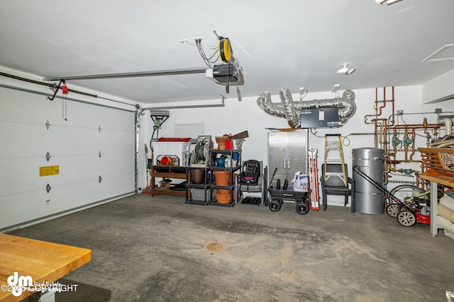 garage with a garage door opener