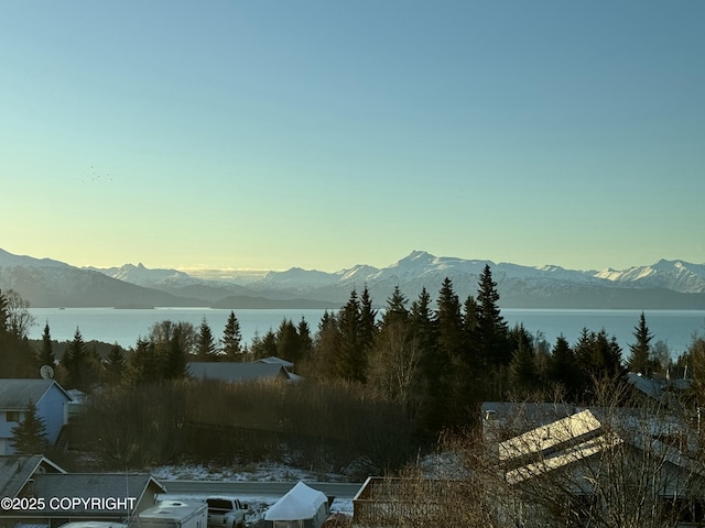 property view of mountains featuring a water view