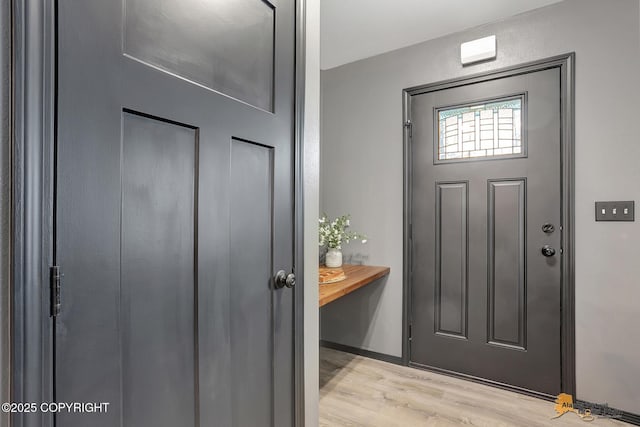 entrance foyer with light hardwood / wood-style flooring