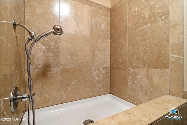 full bath featuring tiled shower