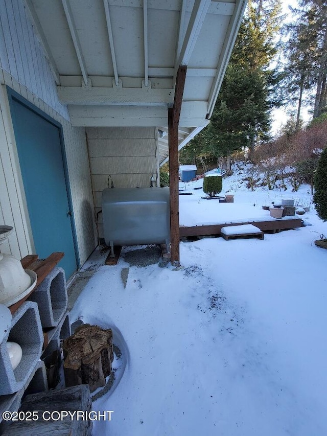 view of yard covered in snow