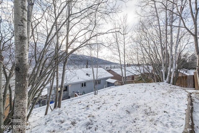 view of yard covered in snow