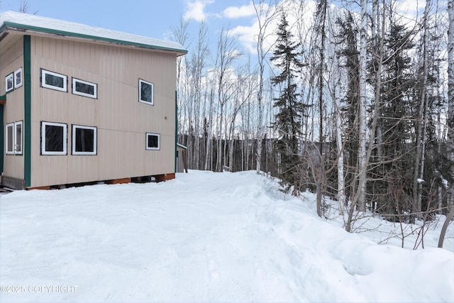 view of snow covered exterior