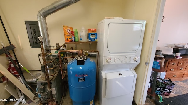 2911 W 34th Ave, Anchorage, AK 99517 - laundry room with stacked washing machine and dryer and electric panel