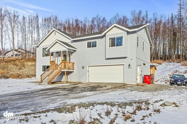 raised ranch with an attached garage