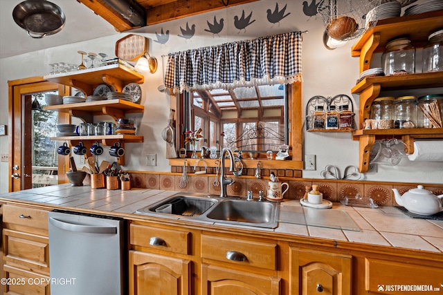 bar with indoor wet bar, dishwasher, and a sink