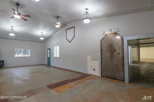 garage featuring ceiling fan