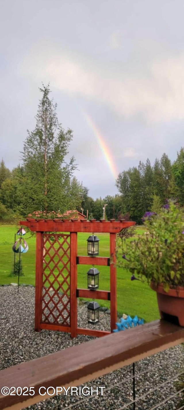 view of gate with a lawn