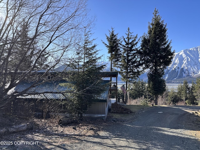 view of home's exterior with a mountain view