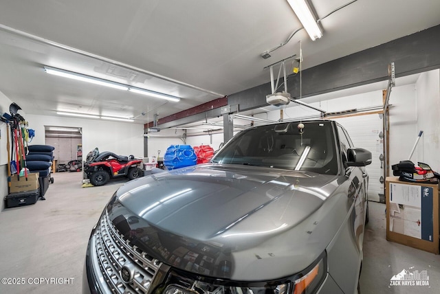 garage with a garage door opener