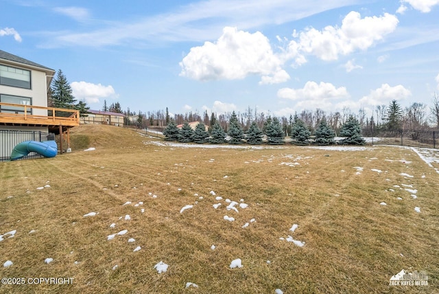 view of yard featuring fence