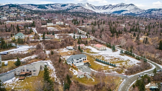 drone / aerial view with a mountain view