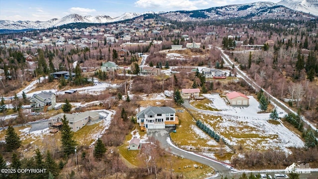 drone / aerial view with a mountain view