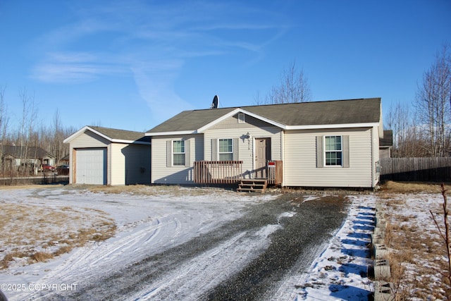 view of front of property with a wooden deck