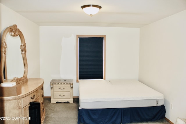 bedroom with dark carpet