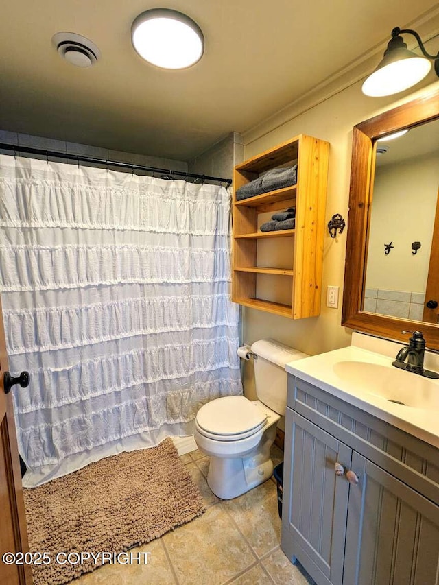 41650 Charlie Dr, Homer, AK 99603 - full bathroom featuring vanity, ornamental molding, curtained shower, and tile patterned flooring