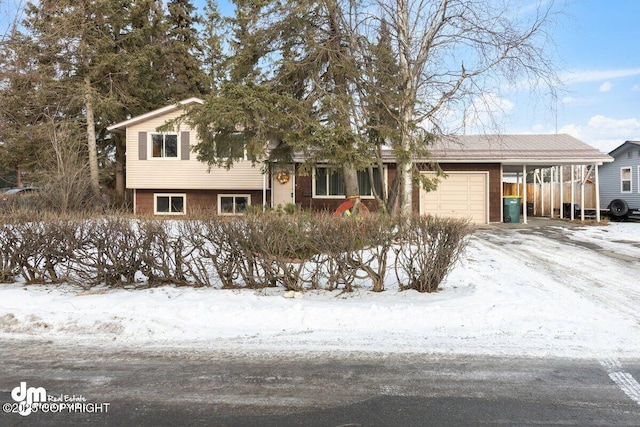 split level home with an attached garage