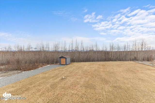 view of yard with an outbuilding